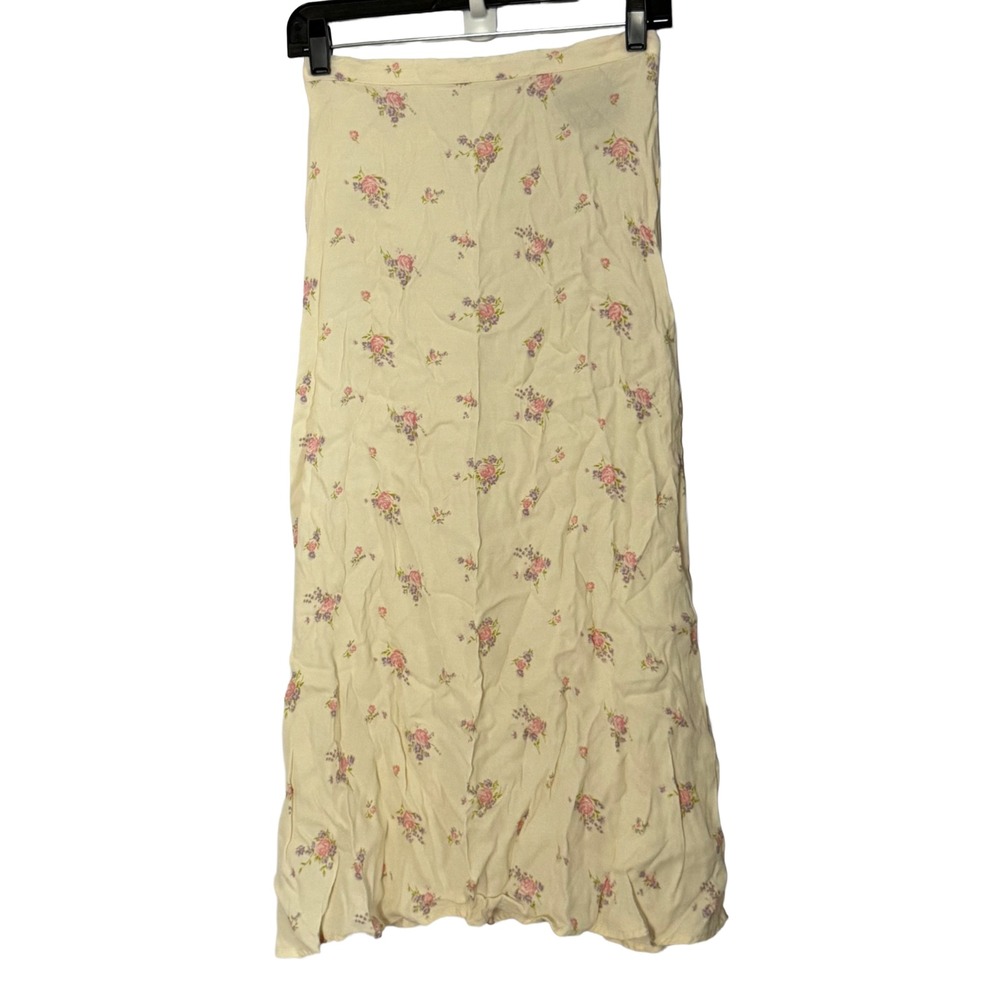 Reformation Cream Floral Vacation Bea Midi‎ Skirt - 2